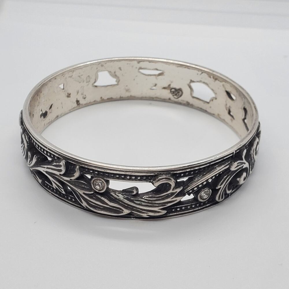 Brighton gorgeous silvertone clear Rhinestone Le Louvre Bangle Bracelet